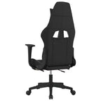 Fauteuil gamer massant avec repose-pieds - Tissu noir et crème
