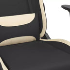 Fauteuil gamer massant avec repose-pieds - Tissu noir et crème