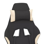 Fauteuil gamer massant avec repose-pieds - Tissu noir et crème