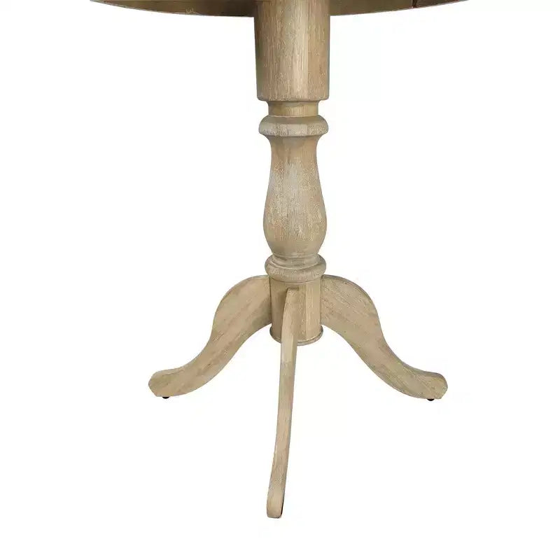 Table de bar ronde sur pied - Bois d'hévéa couleur bois flotté naturel