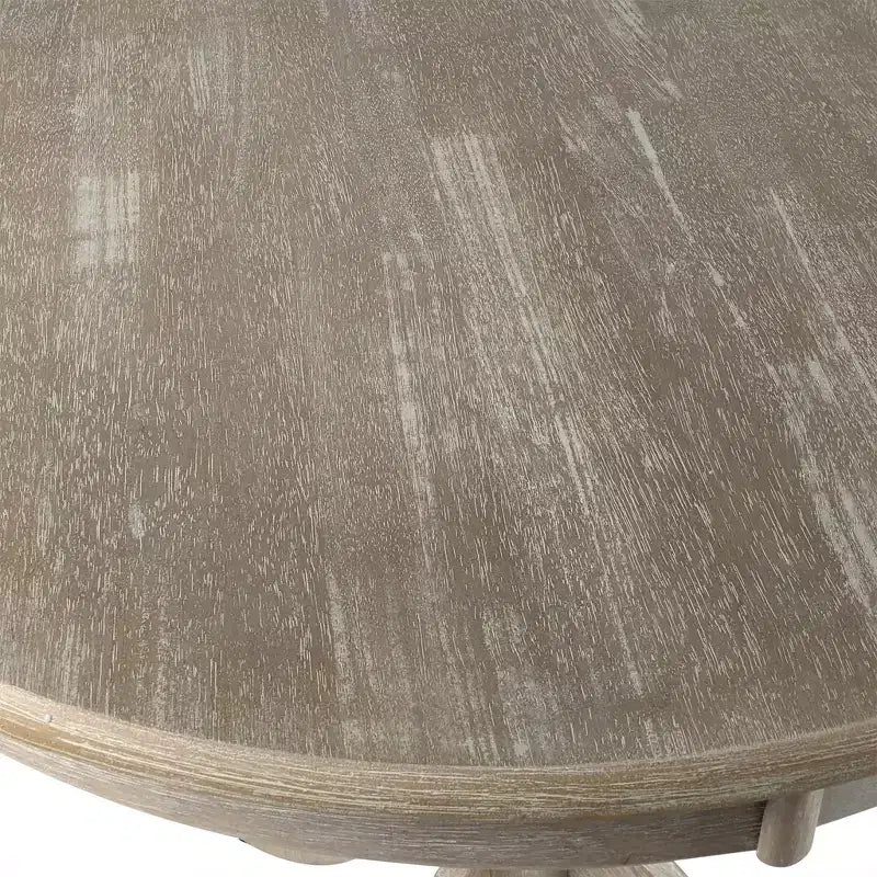 Table de bar ronde sur pied - Bois d'hévéa couleur bois flotté naturel
