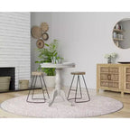 Table de bar ronde sur pied - Bois d'hévéa couleur bois flotté naturel