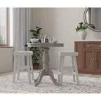 Table de bar ronde sur pied - Bois d'hévéa couleur bois flotté naturel