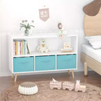 Étagère à livres pour enfants avec 4 casiers de rangement de jouets et tiroirs en tissu