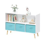 Étagère à livres pour enfants avec 4 casiers de rangement de jouets et tiroirs en tissu