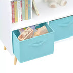 Étagère à livres pour enfants avec 4 casiers de rangement de jouets et tiroirs en tissu
