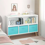 Étagère à livres pour enfants avec 4 casiers de rangement de jouets et tiroirs en tissu