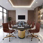 Chaise de bureau sans accoudoirs - Similicuir nervuré, piètement en métal doré, pivotante et inclinable