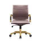 Chaise de bureau sans accoudoirs - Similicuir nervuré, piètement en métal doré, pivotante et inclinable