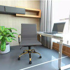 Chaise de bureau sans accoudoirs - Similicuir nervuré, piètement en métal doré, pivotante et inclinable