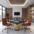 Chaise de bureau sans accoudoirs - Similicuir nervuré, piètement en métal doré, pivotante et inclinable