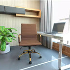 Chaise de bureau sans accoudoirs - Similicuir nervuré, piètement en métal doré, pivotante et inclinable