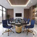 Chaise de bureau sans accoudoirs - Similicuir nervuré, piètement en métal doré, pivotante et inclinable