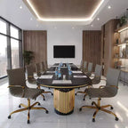 Chaise de bureau sans accoudoirs - Similicuir nervuré, piètement en métal doré, pivotante et inclinable