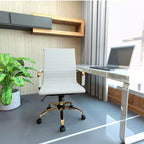 Chaise de bureau sans accoudoirs - Similicuir nervuré, piètement en métal doré, pivotante et inclinable