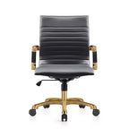 Chaise de bureau sans accoudoirs - Similicuir nervuré, piètement en métal doré, pivotante et inclinable