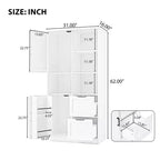Meuble de rangement de salle de bain autoportant de 157 cm de hauteur avec tiroir et étagère réglable - Blanc