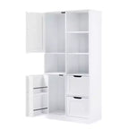 Meuble de rangement de salle de bain autoportant de 157 cm de hauteur avec tiroir et étagère réglable - Blanc