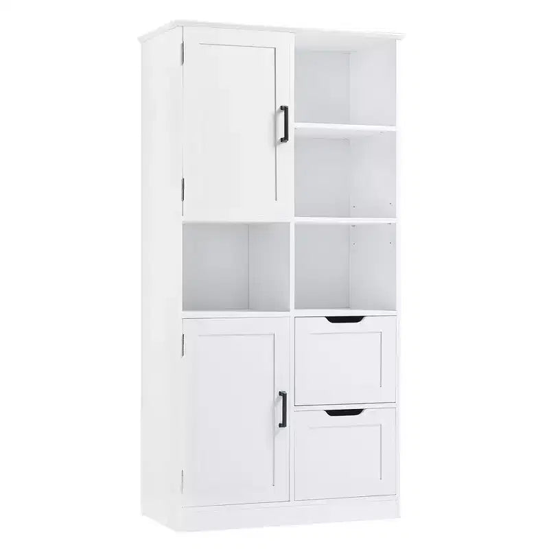 Meuble de rangement de salle de bain autoportant de 157 cm de hauteur avec tiroir et étagère réglable - Blanc
