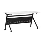 Flash Furniture Davis Commercial Grade Heavy-Duty Nesting Flip Training Table with Y-Legs, Modesty Panel, Tabletop, and Frame