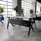 Table de formation rabattable emboîtable à usage commercial robuste avec pieds en Y et panneau d'intimité