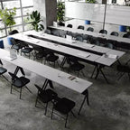 Table de formation rabattable emboîtable à usage commercial robuste avec pieds en Y et panneau d'intimité