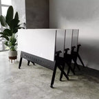 Table de formation rabattable emboîtable à usage commercial robuste avec pieds en Y et panneau d'intimité