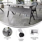 Table de formation rabattable emboîtable à usage commercial robuste avec pieds en Y et panneau d'intimité