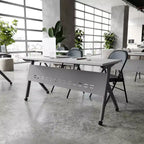 Table de formation rabattable emboîtable à usage commercial robuste avec pieds en Y et panneau d'intimité