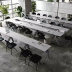Table de formation rabattable emboîtable à usage commercial robuste avec pieds en Y et panneau d'intimité