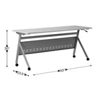 Table de formation rabattable emboîtable à usage commercial robuste avec pieds en Y et panneau d'intimité