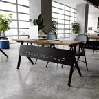 Table de formation rabattable emboîtable à usage commercial robuste avec pieds en Y et panneau d'intimité
