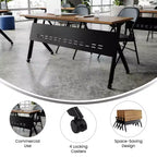 Table de formation rabattable emboîtable à usage commercial robuste avec pieds en Y et panneau d'intimité