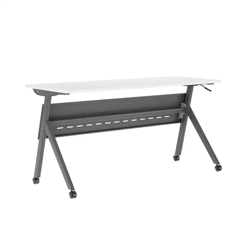 Table de formation rabattable emboîtable à usage commercial robuste avec pieds en Y et panneau d'intimité