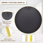 Miroir décoratif rond 24/30" - Miroir mural pour salle de bain ou entrée