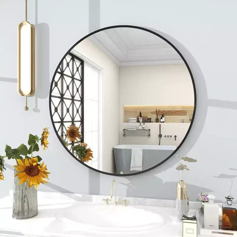 Miroir décoratif rond 24/30" - Miroir mural pour salle de bain ou entrée