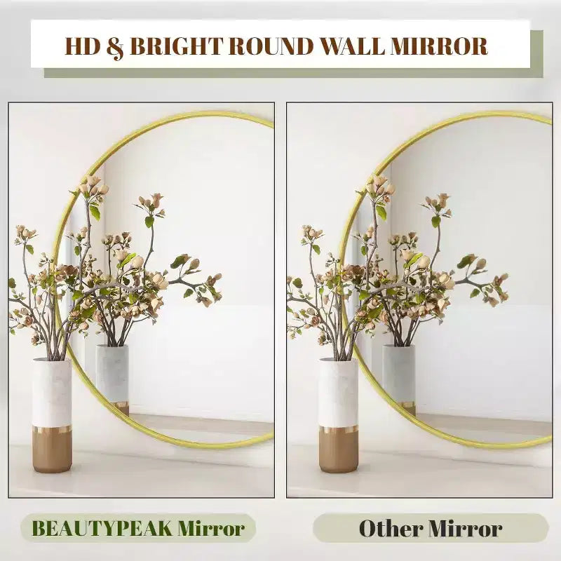 Miroir décoratif rond 24/30" - Miroir mural pour salle de bain ou entrée