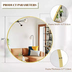 Miroir décoratif rond 24/30" - Miroir mural pour salle de bain ou entrée