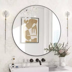 HOMLUX 24/30 Round Decorative Mirror Wall Mount Vanity Mirror Bathroom Entryway